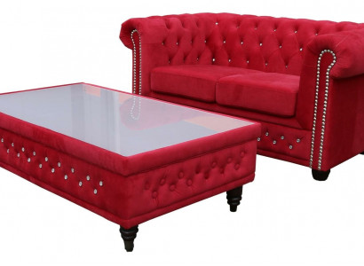 Chesterfield Design Couchtisch Glastisch Tisch Polster Sofa Beistell Tische